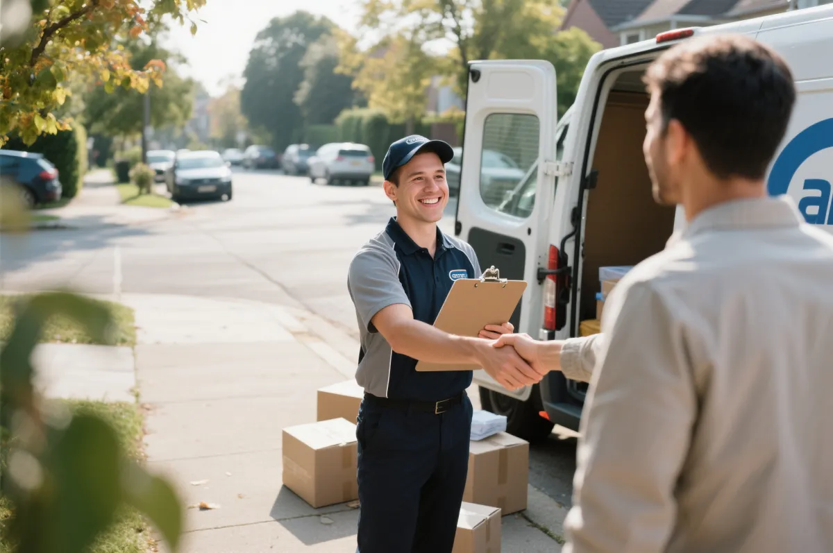Equipa de canalização junto à carrinha